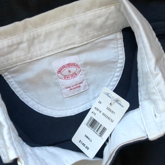 Brooks Brothers Sueded Cotton Rugby Shirt size Small in Navy/Blue/Red NWT - Picture 4 of 4